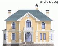 L-244-1P проект двухэтажного дома из газобетона размером 14 на 12 - вид спереди