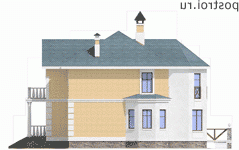 L-244-1P проект двухэтажного дома из газобетона размером 14 на 12 - вид слева