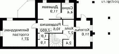 L-249-1P проект двухэтажного дома из газобетона с цоколем размером 8 на 19 - цоколь