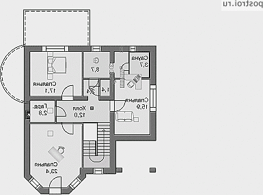 L-252-1K проект двухэтажного коттеджа из кирпича с гаражом размером 11 на 18 - 2-й этаж