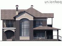 L-255-1P проект двухэтажного коттеджа из пеноблоков размером 16 на 14  - вид спереди