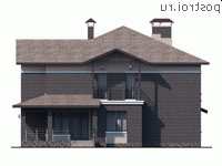 L-255-1P проект двухэтажного коттеджа из пеноблоков размером 16 на 14  - вид слева