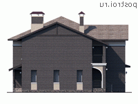 L-255-1P проект двухэтажного коттеджа из пеноблоков размером 16 на 14  - вид справа