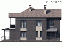 L-255-1P проект двухэтажного коттеджа из пеноблоков размером 16 на 14  - вид сзади