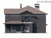 L-259-1P проект двухэтажного коттеджа из пеноблоков размером 16 на 14  - вид слева