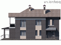 L-259-1P проект двухэтажного коттеджа из пеноблоков размером 16 на 14  - вид сзади