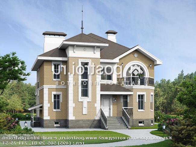 L-334-1P проект двухэтажного дома из пенобетона с цоколем размером 14 на 12 