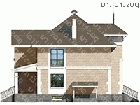 L-334-1P проект двухэтажного дома из пенобетона с цоколем размером 14 на 12  - вид справа