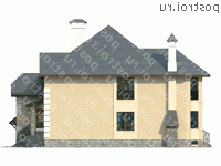 L-414-1P проект двухэтажного дома из газобетона с цоколем и гаражом размером 16 на 14 - вид слева L-414-1P проект двухэтажного дома из газобетона с цоколем и гаражом размером 16 на 14 - вид слева