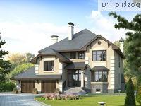 L-414-1P проект двухэтажного дома из газобетона с цоколем и гаражом размером 16 на 14