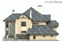 L-414-1P проект двухэтажного дома из газобетона с цоколем и гаражом размером 16 на 14 - вид справа L-414-1P проект двухэтажного дома из газобетона с цоколем и гаражом размером 16 на 14 - вид справа