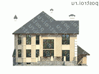 L-414-1P проект двухэтажного дома из газобетона с цоколем и гаражом размером 16 на 14 - вид сзади L-414-1P проект двухэтажного дома из газобетона с цоколем и гаражом размером 16 на 14 - вид сзади