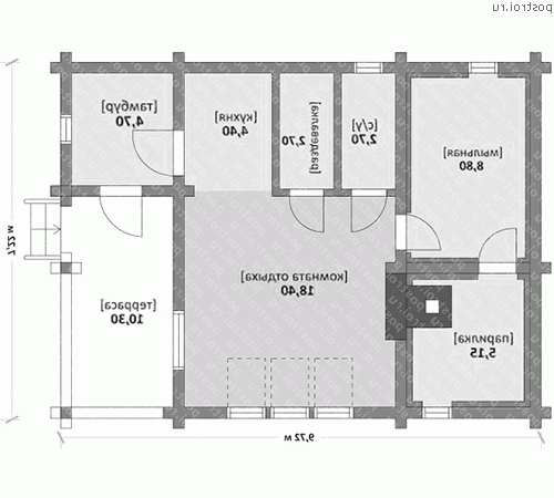 M-052-1D проект одноэтажной деревянной бани из бревна размером 7 на 10  - 1-й этаж
