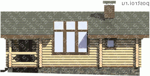 M-052-1D проект одноэтажной деревянной бани из бревна размером 7 на 10  - вид слева