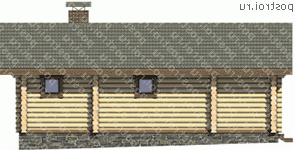 M-052-1D проект одноэтажной деревянной бани из бревна размером 7 на 10  - вид справа