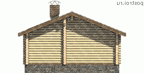 M-052-1D проект одноэтажной деревянной бани из бревна размером 7 на 10  - вид сзади