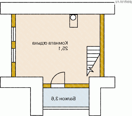 M-062-1D проект одноэтажной деревянной бани из бревна с мансардой размером 7 на 7  - мансарда