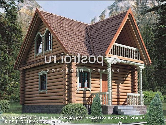 M-062-1D проект одноэтажной деревянной бани из бревна с мансардой размером 7 на 7 