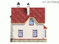 M-112-1P проект одноэтажного коттеджа из пенобетона с мансардой размером 7 на 10  - вид сзади