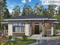 M-128-1P проект одноэтажного коттеджа из газобетона размером 14 на 15