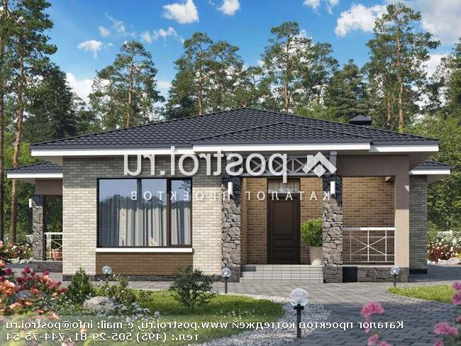 M-128-1P проект одноэтажного коттеджа из газобетона размером 14 на 15