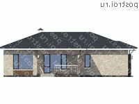 M-128-1P проект одноэтажного коттеджа из газобетона размером 14 на 15 - вид справа