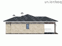 M-128-1P проект одноэтажного коттеджа из газобетона размером 14 на 15 - вид сзади