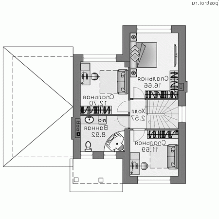 M-136-1P проект двухэтажного дома из газобетона с гаражом размером 12 на 11 - 2-й этаж