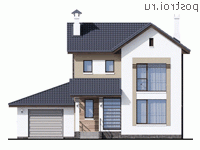 M-136-1P проект двухэтажного дома из газобетона с гаражом размером 12 на 11 - вид спереди