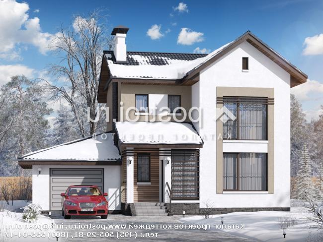 M-136-1P проект двухэтажного дома из газобетона с гаражом размером 12 на 11