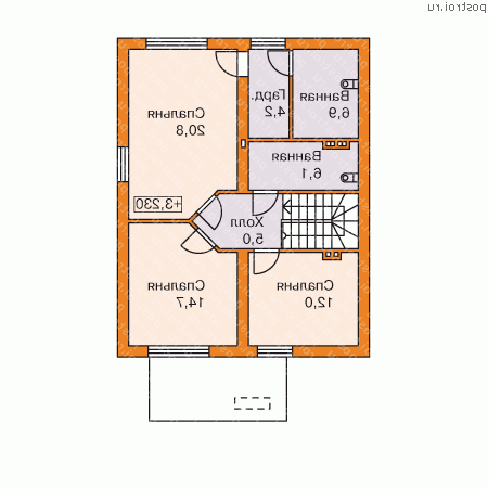 M-146-1P проект одноэтажного дома из газобетона с мансардой размером 11 на 9  - 2-й этаж