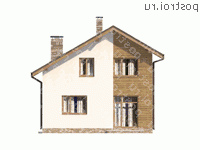 M-146-1P проект одноэтажного дома из газобетона с мансардой размером 11 на 9  - вид сзади