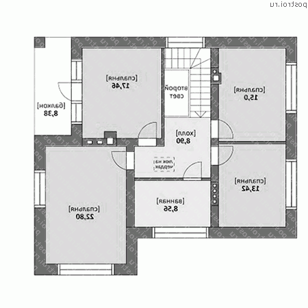 M-184-1P проект двухэтажного дома из пеноблоков с гаражом размером 11 на 12  - 2-й этаж