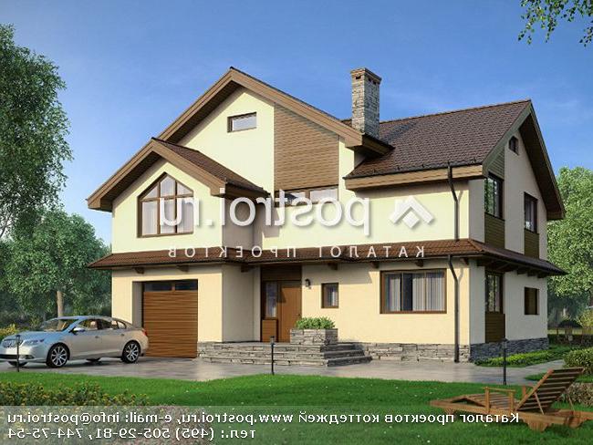 M-184-1P проект двухэтажного дома из пеноблоков с гаражом размером 11 на 12 