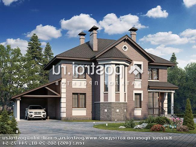 M-204-2K проект двухэтажного коттеджа из кирпича с гаражом размером 10 на 18 