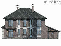 M-204-2K проект двухэтажного коттеджа из кирпича с гаражом размером 10 на 18  - вид сзади