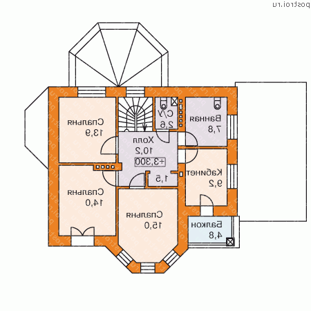 M-248-1P проект двухэтажного дома из газобетона с цоколем и гаражом размером 12 на 10 - 2-й этаж M-248-1P проект двухэтажного дома из газобетона с цоколем и гаражом размером 12 на 10 - 2-й этаж