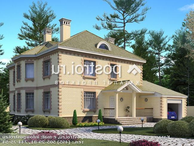 M-262-1P проект двухэтажного коттеджа из пенобетона с мансардой и гаражом размером 15 на 13 