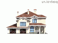 M-303-1K проект двухэтажного коттеджа из кирпича с гаражом размером 18 на 16  - вид спереди