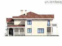 M-303-1K проект двухэтажного коттеджа из кирпича с гаражом размером 18 на 16  - вид слева