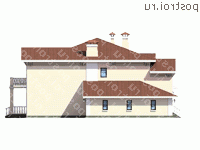 M-303-1K проект двухэтажного коттеджа из кирпича с гаражом размером 18 на 16  - вид справа
