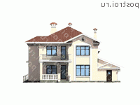 M-303-1K проект двухэтажного коттеджа из кирпича с гаражом размером 18 на 16  - вид сзади