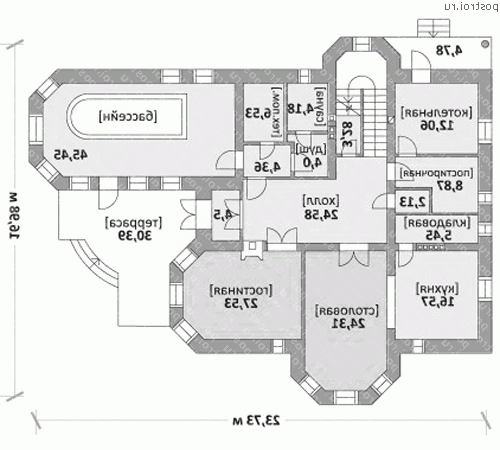M-356-1K проект двухэтажного коттеджа из кирпича размером 17 на 24  - 1-й этаж