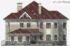 M-356-1K проект двухэтажного коттеджа из кирпича размером 17 на 24  - вид спереди