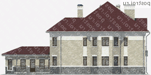 M-356-1K проект двухэтажного коттеджа из кирпича размером 17 на 24  - вид слева