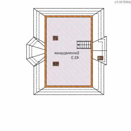 M-362-1P проект трехэтажного дома из газобетона с цоколем и мансардой размером 13 на 11  - мансарда