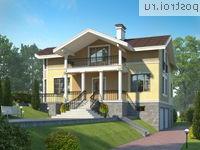 M-409-1P проект двухэтажного дома из газобетона с цоколем и гаражом размером 16 на 17