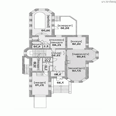 M-495-1K проект двухэтажного дома из кирпича с цоколем и гаражом размером 16 на 29 - 1-й этаж M-495-1K проект двухэтажного дома из кирпича с цоколем и гаражом размером 16 на 29 - 1-й этаж