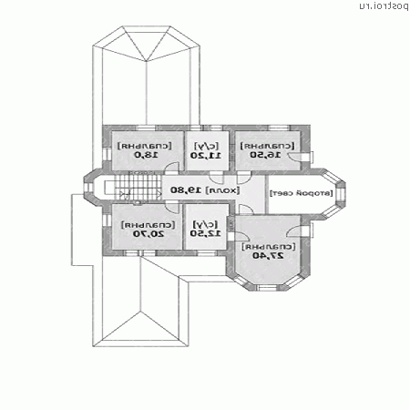 M-495-1K проект двухэтажного дома из кирпича с цоколем и гаражом размером 16 на 29 - 2-й этаж M-495-1K проект двухэтажного дома из кирпича с цоколем и гаражом размером 16 на 29 - 2-й этаж