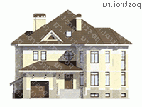 M-495-1K проект двухэтажного дома из кирпича с цоколем и гаражом размером 16 на 29 - вид спереди M-495-1K проект двухэтажного дома из кирпича с цоколем и гаражом размером 16 на 29 - вид спереди